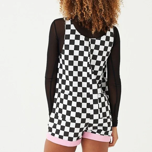New Lazy Oaf Black & White Checkered Romper - Picture 3 of 7